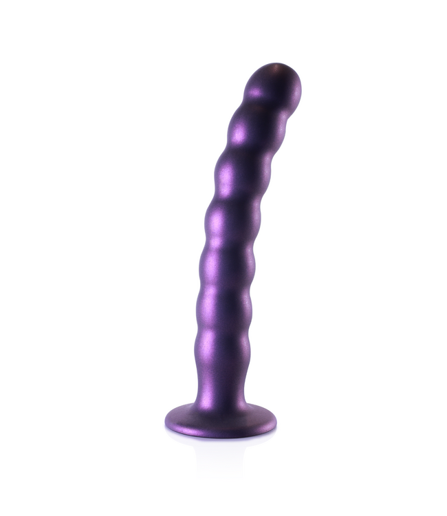 Ouch! Siliconen G-Spot Dildo 21cm Met Zuignap En Metallic Paarse Kralenstructuur