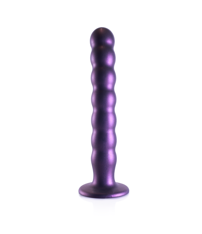 Ouch! Siliconen G-Spot Dildo 21cm Met Zuignap En Metallic Paarse Kralenstructuur