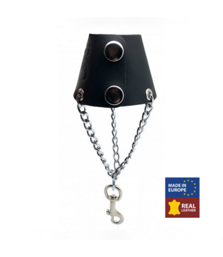 Red Leather Leren Parachute Riem Met Kettingen En Haak Zwart Plantaardig Gelooid Leer