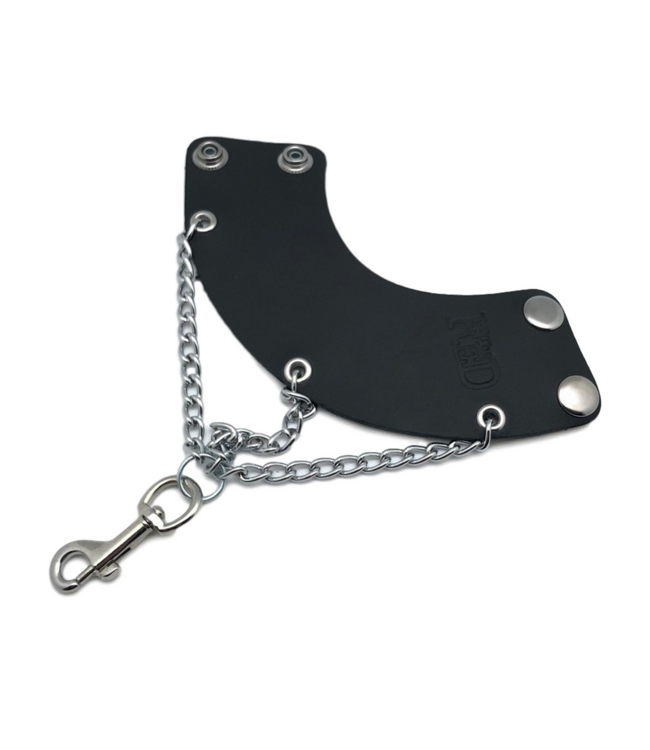 Red Leather Leren Parachute Riem Met Kettingen En Haak Zwart Plantaardig Gelooid Leer