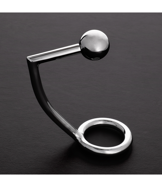 Steel by Shots Polished Stainless Steel Cock Ring with Removable Anal Ball for Comfort