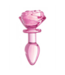 XR Brands Elegant Pink Rose Glass Butt Plug - 9.6 cm for Sensual Play