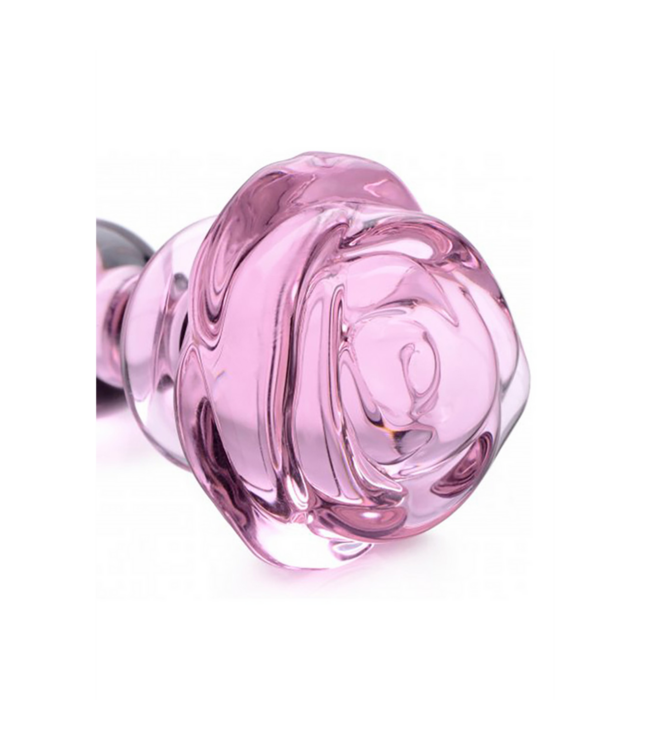 XR Brands Glazen Rozen Butt Plug 9,6 cm Roze – Duurzaam & Veilig Temperatuurspel