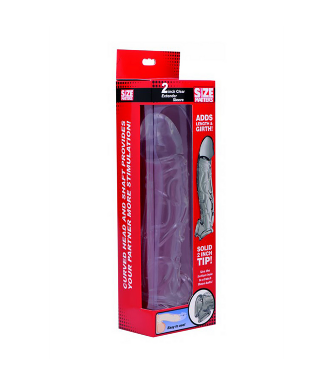 XR Brands Penis Sleeve Transparant 2 cm Extra Lengte Met Realistische Structuur