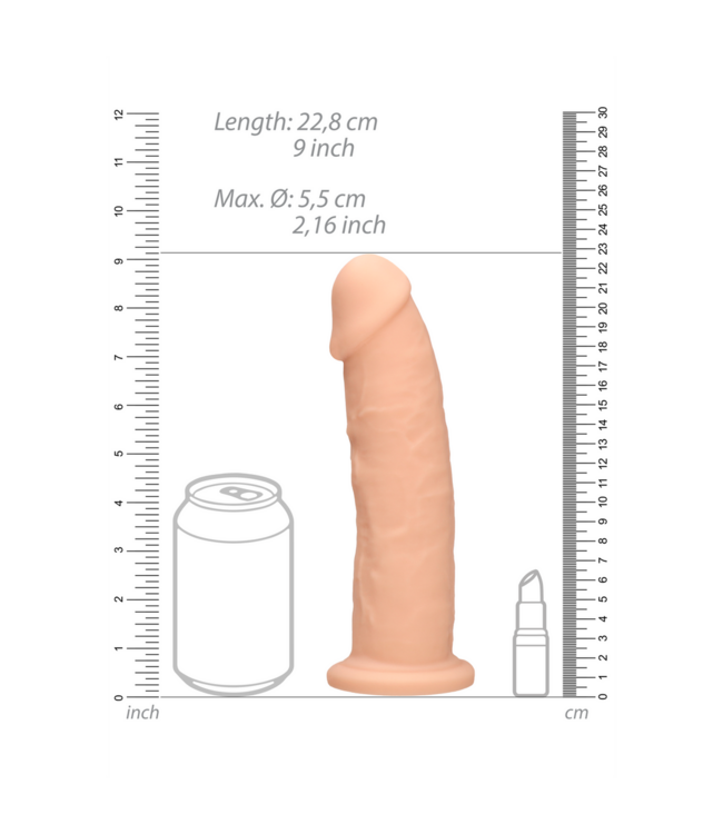 RealRock RealRock Ultra Siliconen Dildo 22,8 cm Flexibel Met Zuignap Zonder Ballen