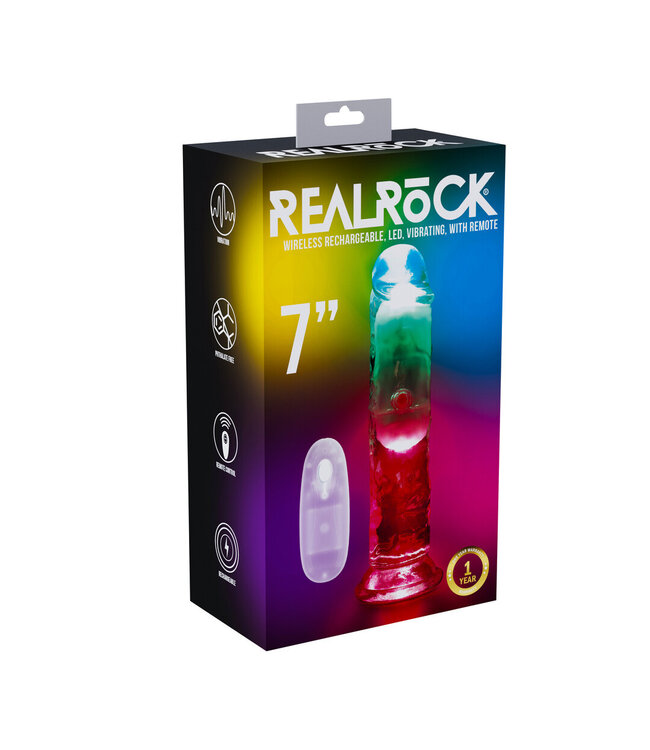 RealRock RealRock 18 cm Transparent LED Vibrating Dildo with Suction Cup