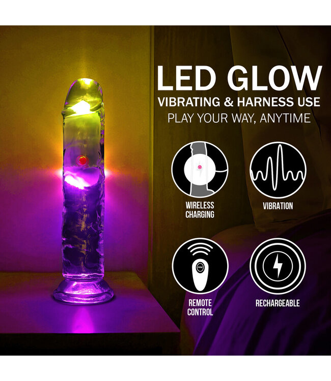 RealRock RealRock LED Vibrationsdildo 18 cm Transparent – Ultimatives Vergnügen
