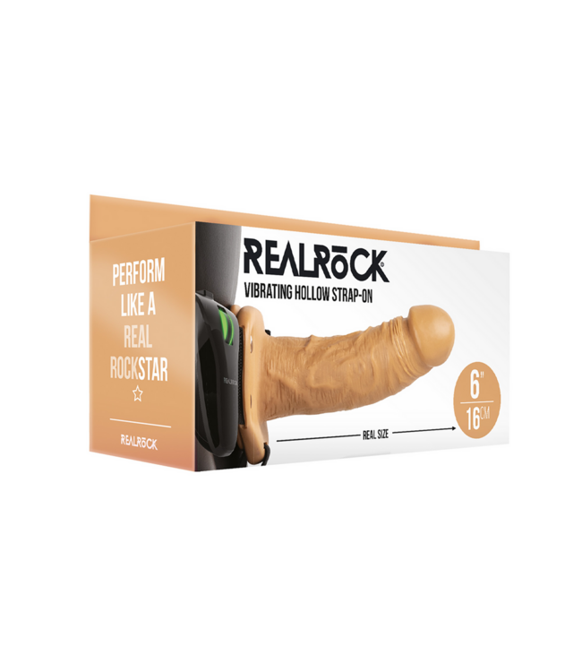 RealRock RealRock Hollow Strap-On 15,5 cm Met Vibrator En Verstelbare Band
