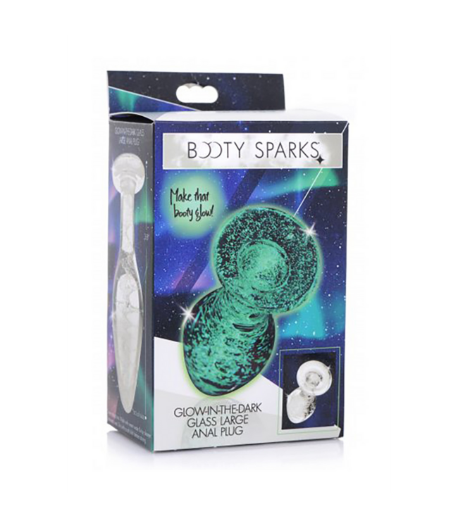 XR Brands Glow-in-the-Dark Borosilicate Glass Butt Plug - 9.6 cm Radiance