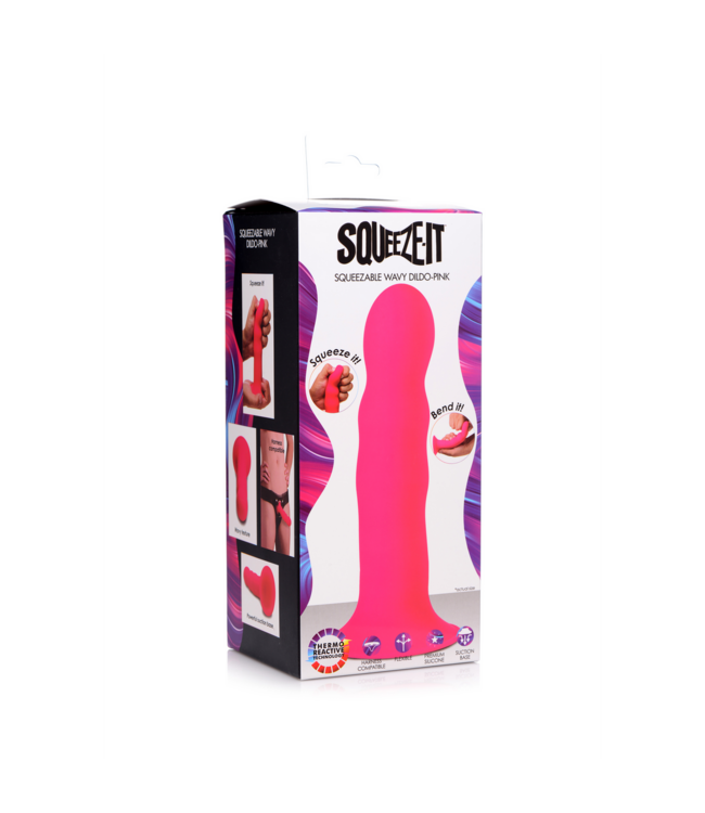 XR Brands Squeezable Wavy Dildo 18.4 cm with Strong Suction Cup & Ridges
