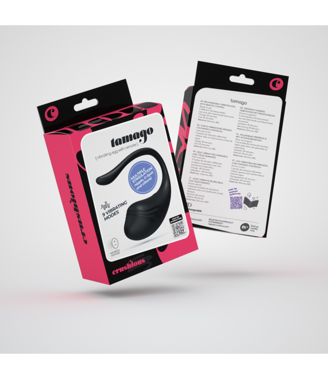 Crushious Tamago Black Wireless Rechargeable Vibrating Egg with 9 Modes