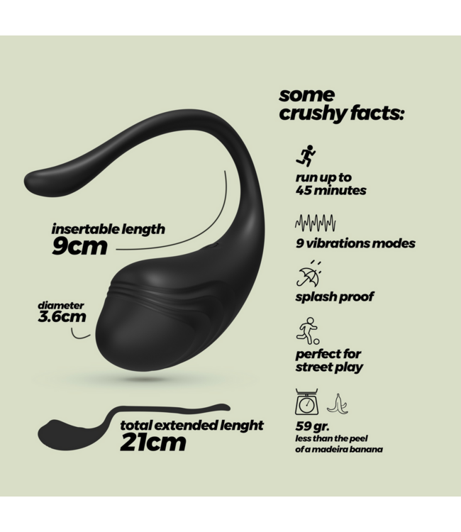 Crushious Crushious Vibra-Ei Zwart Draadloos USB-Oplaadbaar Met Afstandsbediening