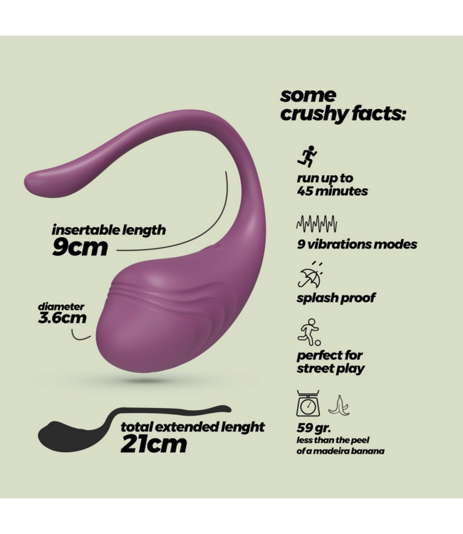 Crushious Tamago Purple Vibrating Egg - Rechargeable & Remote Controlled Joy