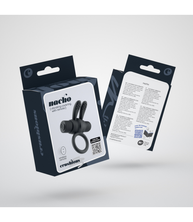 Crushious Nacho Remote-Controlled Vibrating Cock Ring & Bullet - Black