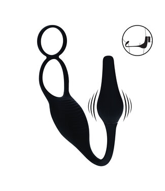 Levelz Vibrating Silicone Prostate Stimulator with Cock Ring – Black