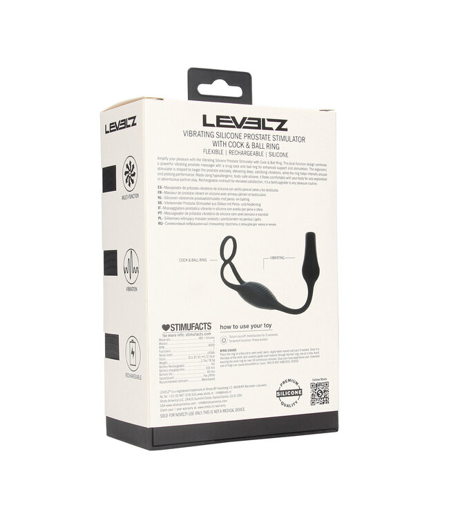 Levelz Siliconen Vibrerende Prostaatstimulator Met Penis- En Testikelring Zwart