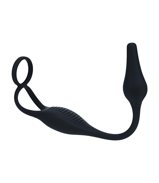 Levelz Vibrating Silicone Prostate Stimulator with Cock Ring – Black