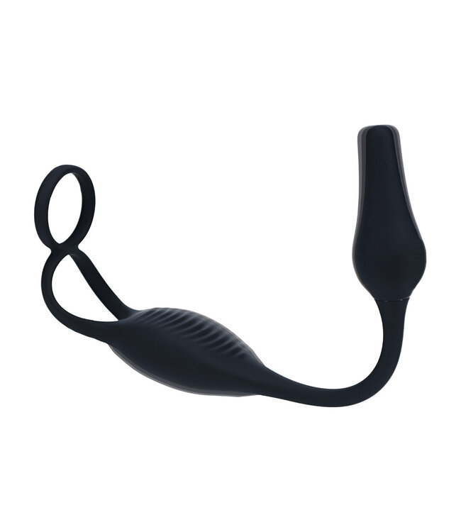 Levelz Siliconen Vibrerende Prostaatstimulator Met Penis- En Testikelring Zwart