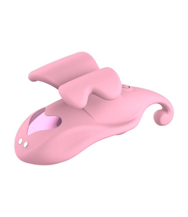Loveline Light Pink Dual Finger Vibrator - Silky Soft, 9 Vibes, Waterproof