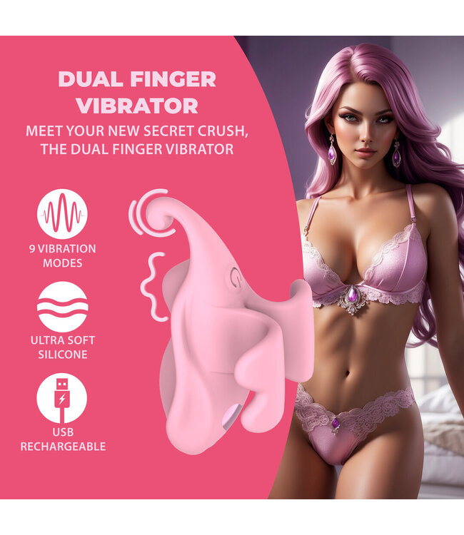 Loveline Loveline Dual Finger Vibrator Roze Met 9 Vibratiestanden En Siliconen