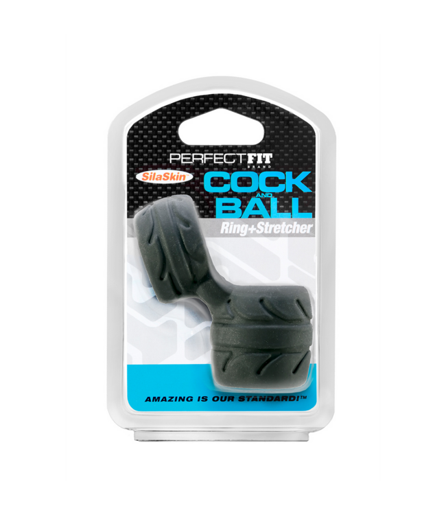 PerfectFitBrand PerfectFitBrand Cockring En Ball Stretcher Set Van Rekbaar TPR Zwart