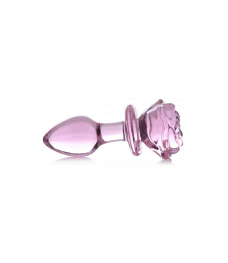 XR Brands Stylish Pink Rose Glass Butt Plug - Safe & Shatterproof 11 cm
