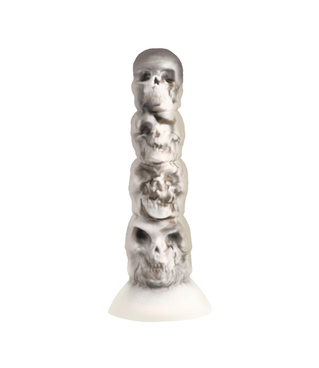 XR Brands Grijze Siliconen Dildo Met Opgestapelde Schedels 17,8 cm - XR Brands