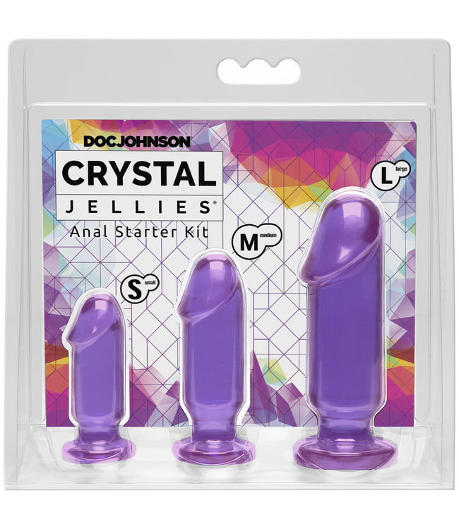 Doc Johnson Crystal Jellies Anal Plug Set 9,9 cm – Comfortabele Beginnerskits in Drie Maten