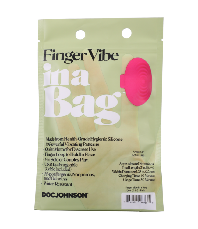 Doc Johnson Quiet & Powerful Pink Finger Vibe - Rechargeable Silicone Pleasure