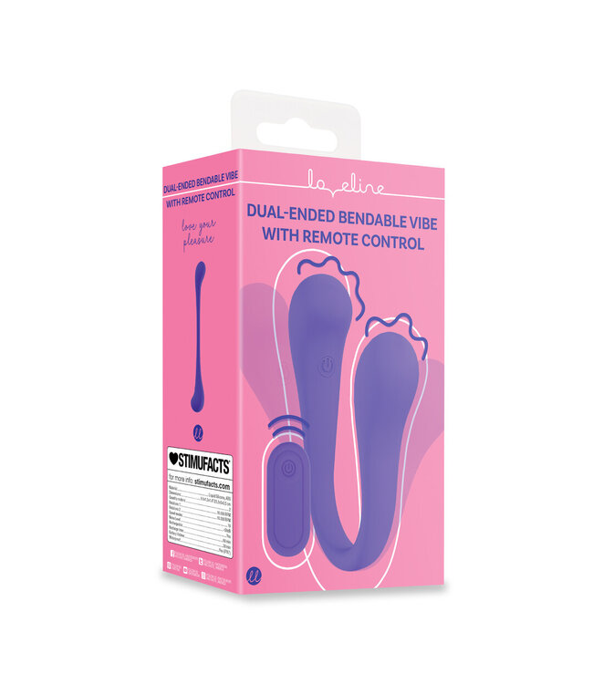 Loveline Dual-Sided Bendable Purple Vibe with Remote | 10 Vibration Functions