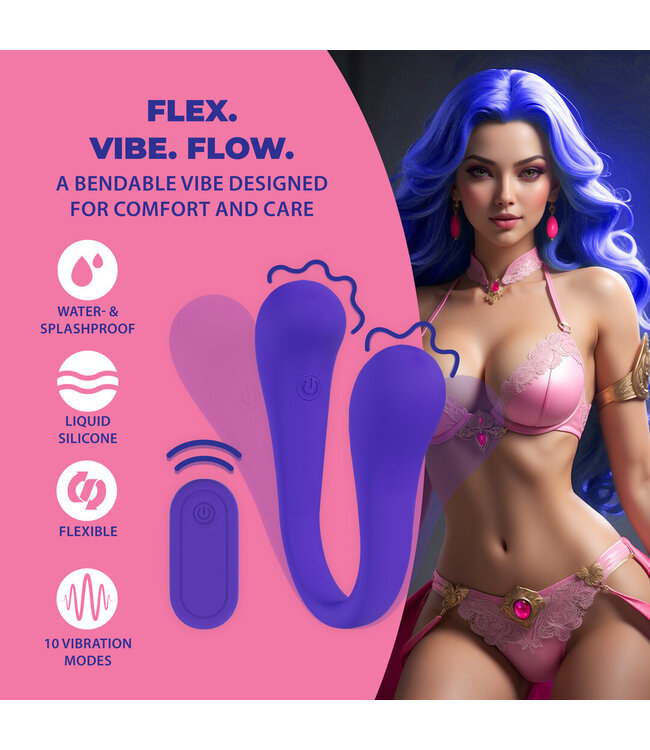 Loveline Doppelseitiger flexibler Vibrator in Lila mit Fernbedienung von Loveline