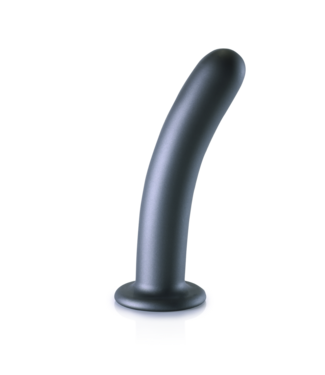 Ouch! Premium Soft Silicone G-Spot Dildo with Suction Cup - Gunmetal 7"