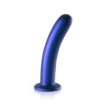 Ouch! Weicher 17,7 cm G-Punkt-Dildo aus Silikon – Metallic-Blau mit Saugnapf