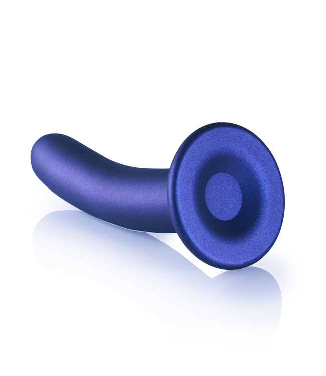 Ouch! Weicher 17,7 cm G-Punkt-Dildo aus Silikon – Metallic-Blau mit Saugnapf