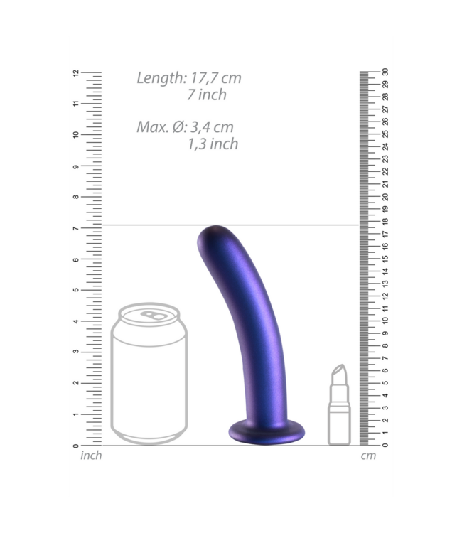 Ouch! Weicher 17,7 cm G-Punkt-Dildo aus Silikon – Metallic-Blau mit Saugnapf