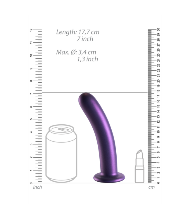 Ouch! Weicher 17,7 cm G-Punkt-Dildo aus Silikon in Metallic-Lila mit Saugnapf