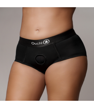 Ouch! Strap-on Boxershort Met Vibrerende O-Ring En 10-Standen Bullet XL/XXL Zwart