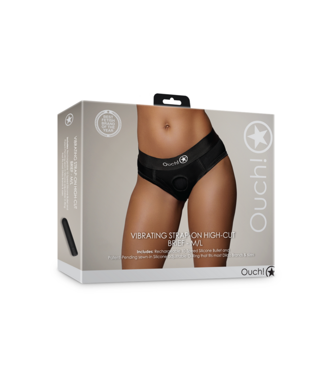 Ouch! Vibrierende Strap-On-Boxershorts Schwarz M/L | Komfort & O-Ring-System