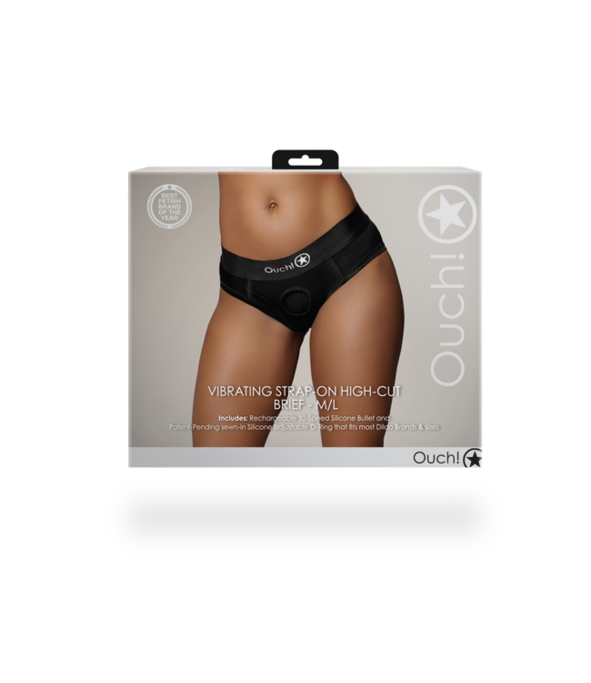 Ouch! Strap-on Boxer Met Vibrerende Bullet En O-Ring Systeem Zwart M/L