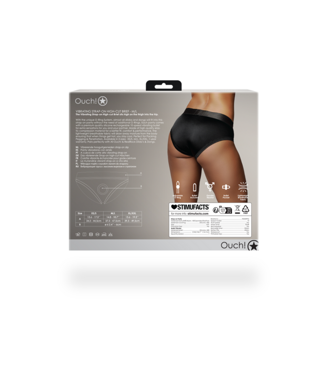 Ouch! Strap-on Boxer Met Vibrerende Bullet En O-Ring Systeem Zwart M/L