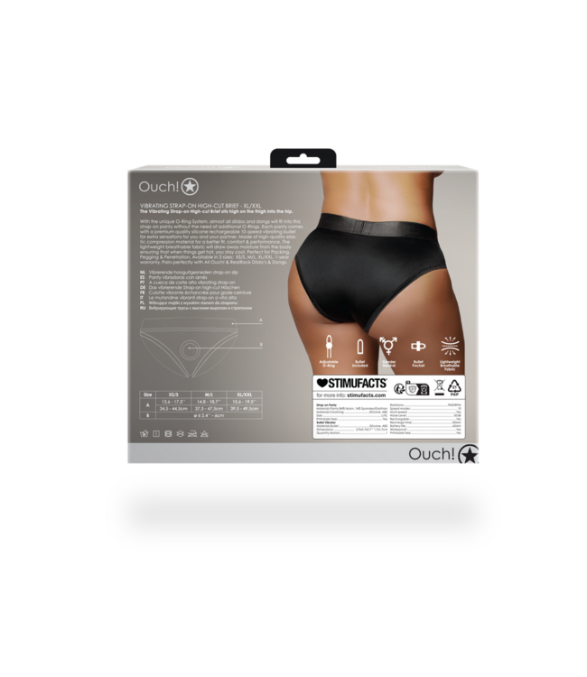 Ouch! Vibrerende Strap-On Boxer Met O-Ring System Voor XL/XXL Maten Zwart