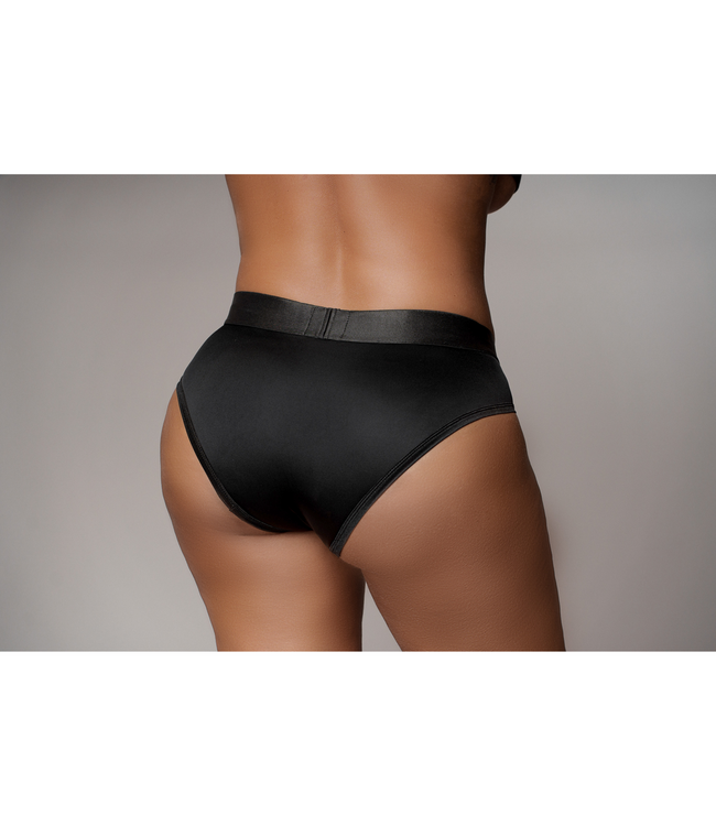 Ouch! Vibrerende Strap-On Boxer Met O-Ring System Voor XL/XXL Maten Zwart
