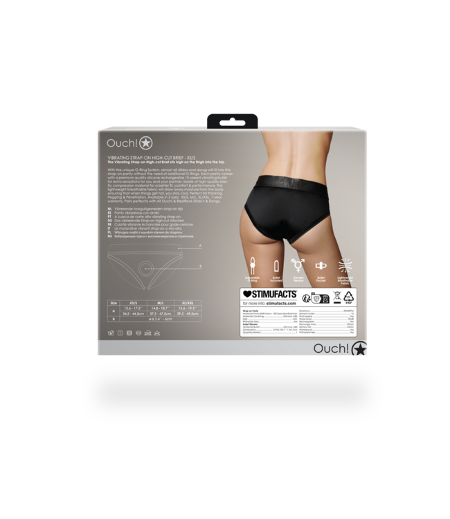 Ouch! Vibrierender Strap-On High Slip XS/S Schwarz – Komfort & Genuss