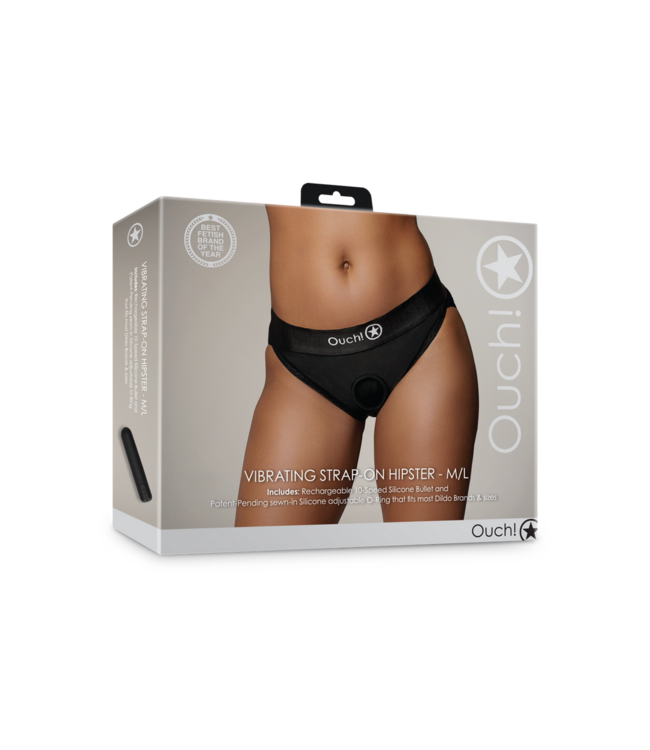 Ouch! Strap-on Boxer Met Vibratie En O-Ring Systeem M/L Zwart – Comfortabel Draagbaar