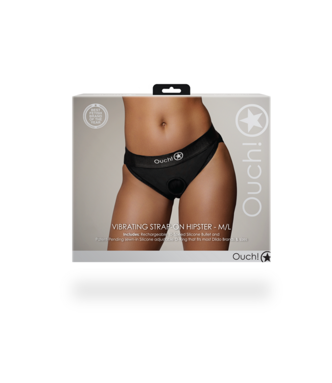 Ouch! Vibrating Strap-on Boxer M/L Black - Ultimate Comfort & Versatility