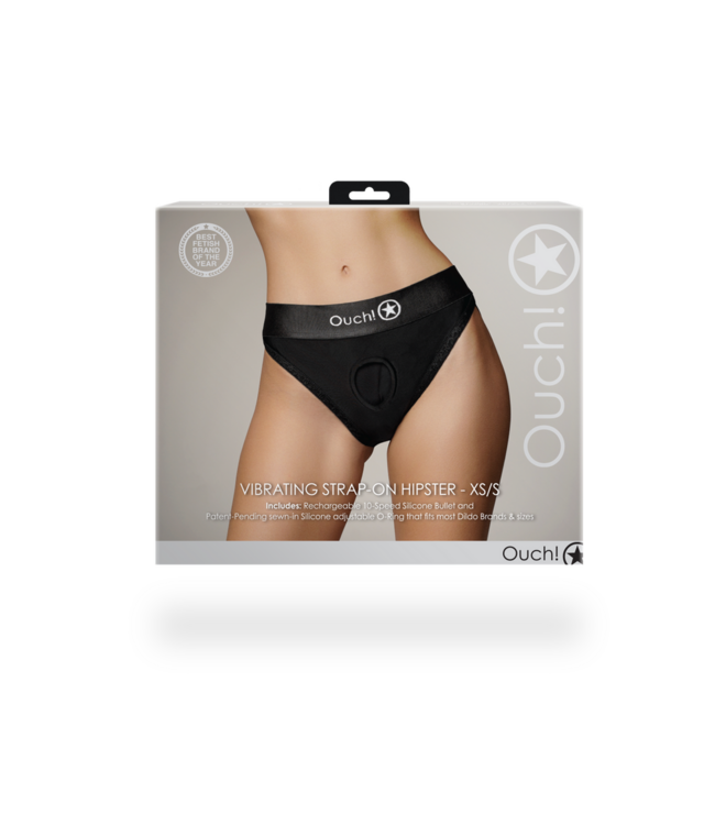 Ouch! Vibrating Strap-On Boxer XS/S Black | Comfort, Style & 10 Functions