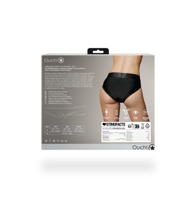 Ouch! Vibrating Strap-On Boxer XS/S Black | Comfort, Style & 10 Functions