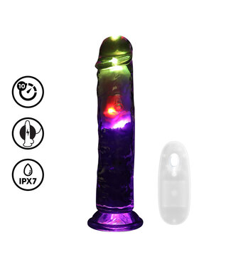 RealRock RealRock Transparante 22 cm Rechte Vibrerende Dildo Met Zuignap