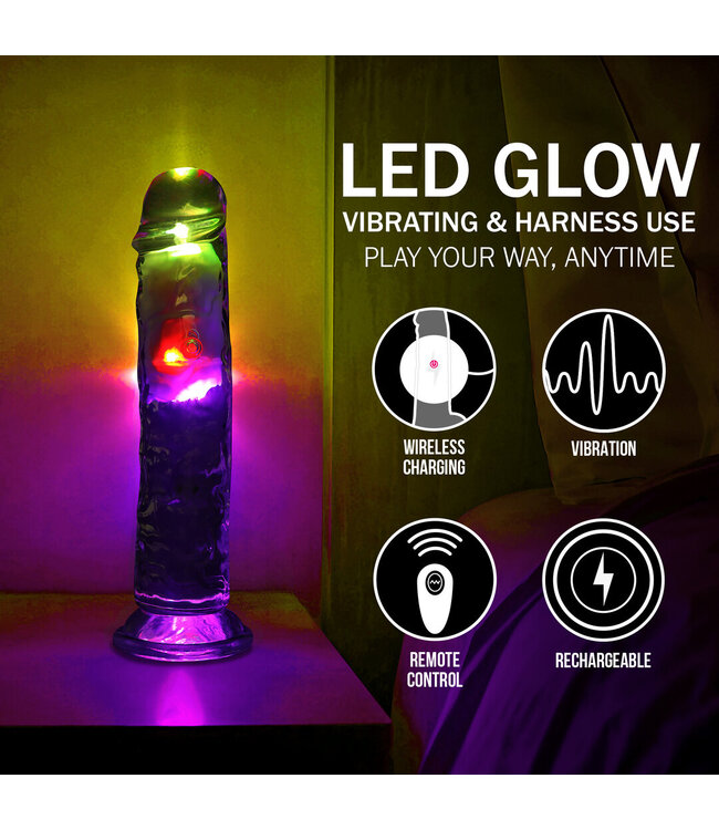RealRock RealRock LED Vibrationsdildo 22 cm - Transparent & hautnah erleben!