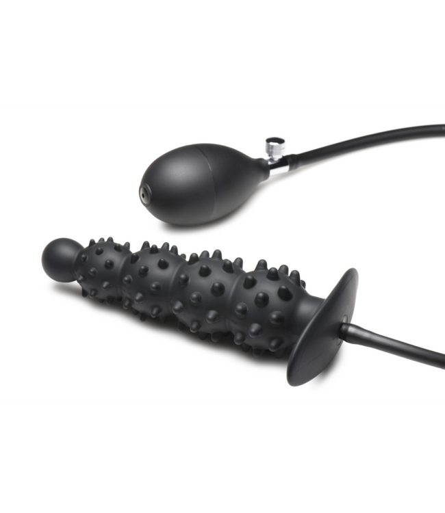 XR Brands Opblaasbare Anale Plug Met Noppen En Geleidelijk Rekken 76,2 cm Zwart